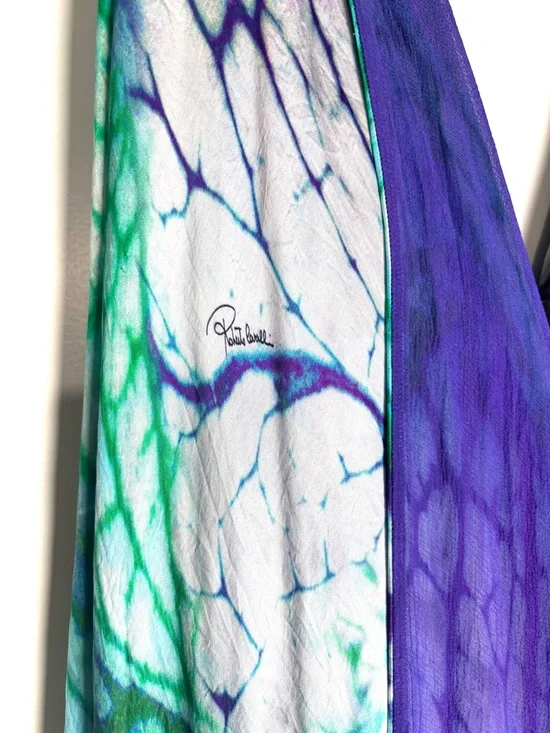 Roberto Cavalli Purple and Blue Printed Silk Dress - Picture 7 of 11